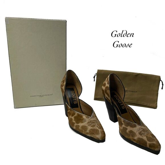 Golden Goose Marfa Leopard Ponyhair D’Orsay Boot Pumps Dust Bag NIB Size 37 - Picture 1 of 10